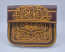 Marokanische Berbertasche Ledertasche Bestickt handgefertigt Braunes Leder