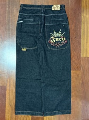 JNCO Baggy Black Jeans 30W x 32L The Crown Collection Royal 1910