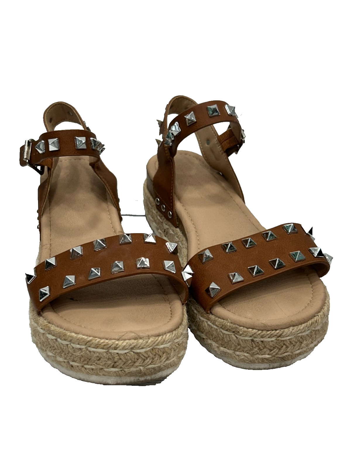 APL Sandali donna Cushionaire pelle marrone Melissa argento borchie plateau misura 8M