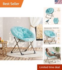 Oversized Saucer Chair - Plush Faux Fur Folding Lounger for Ultimate Relaxation