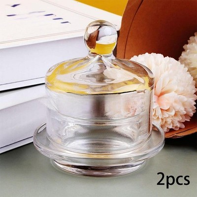 2 Stück Glas Butterdosen mit Deckel Halter Tablett vielseitig griffig Griff leicht zu