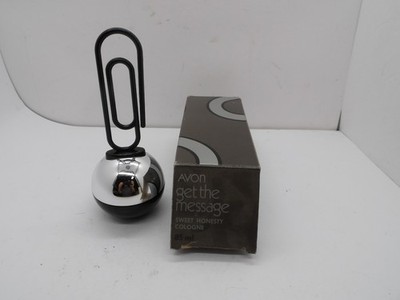 Vtg Avon Get The Message Paperclip Memo Holder Bottle Sweet Honesty Cologne FULL