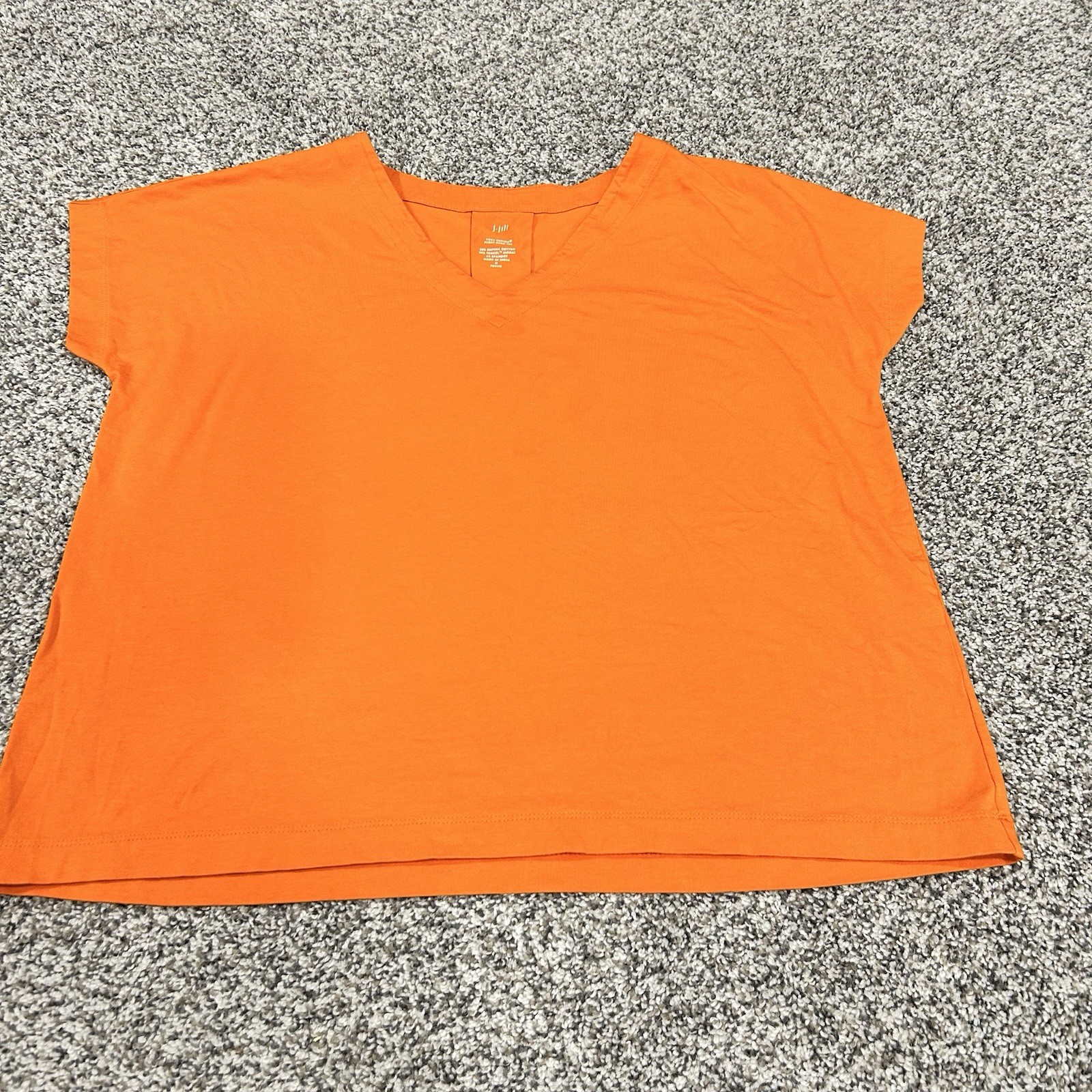 J. Jill Luxe Supima Pleat-Back Tee Women's Orange V-Neck Top Casual Comfort Med