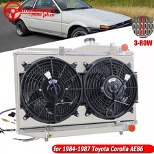 3 Row Radiator+Shroud Fan Kit For 1983-1987 Toyota Corolla AE86 4AGE GTS MT