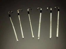 Vintage Glass Candy Cane Stir Sticks Swizzle Set 6 Ornaments Sale