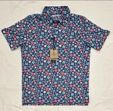 Chubbies Men  s The Spring Pedal Blue Performance Polo, Large, New