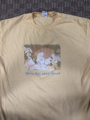Vintage 2XL XXL Alice In Wonderland  We're ALL Mad Here  Disney Store T-Shirt