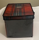 Place & Time Red & Black Plaid Storage Cube With Lid 12”x 12” Clear Front NEW