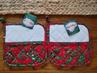 New Vintage 2 Charles Craft Quilted Potholders Cross Stitch Christmas Paisley  — photo 1
