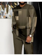 Men'S Plus Size 2pcs Ethnic African-Inspired Retro Totem Print Suit Set - XL-6XL