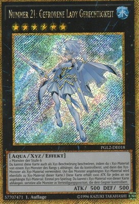 yugioh 1x Nummer 21: Gefrorene Lady Gerechtigkeit PGL2-DE018 GOLD SECRET RARE