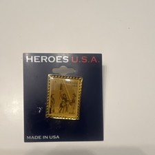 Elvis Presley USPS Stamp Design Pinback Lapel Pin "Heroes U.S.A." Made in USA