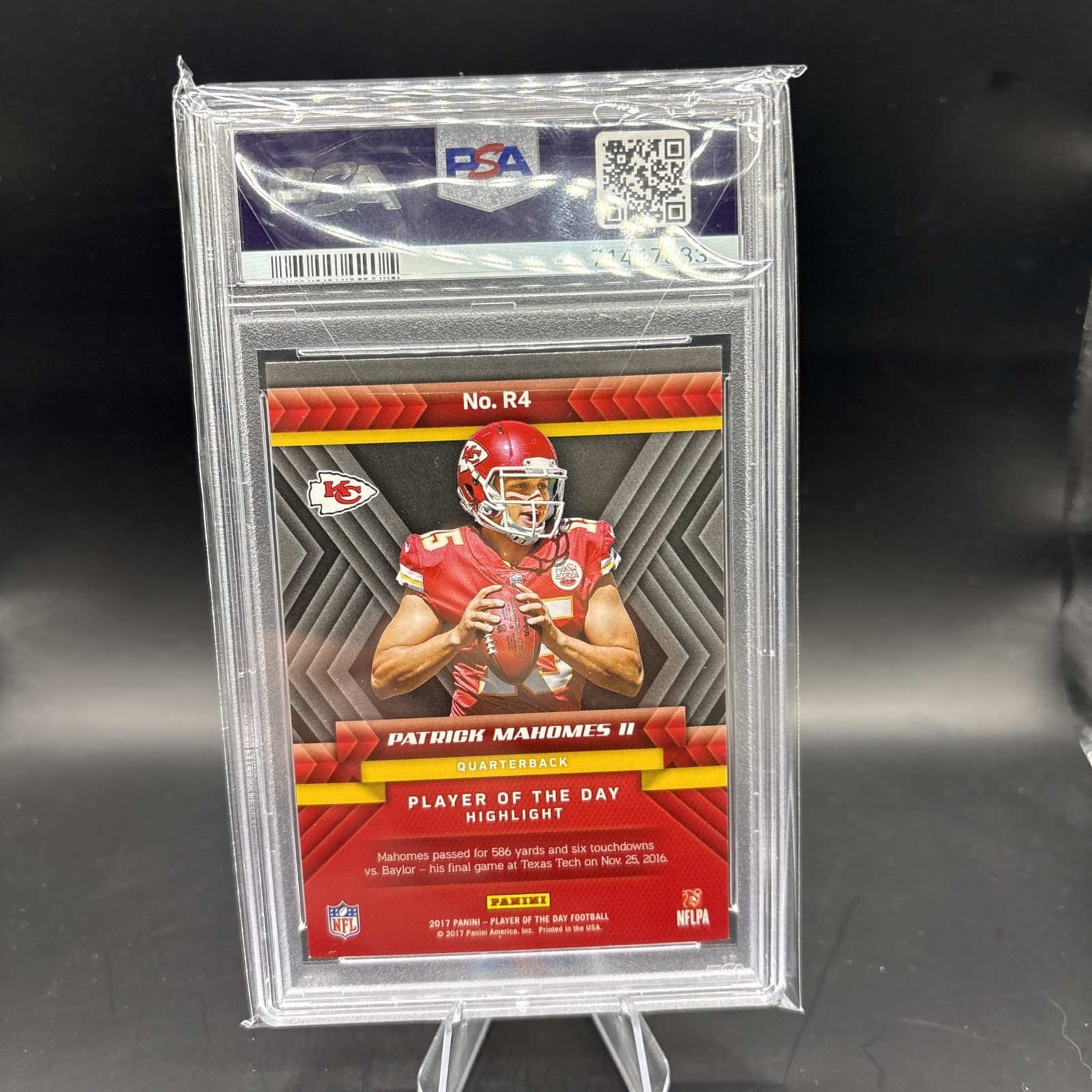 2017 Panini Patrick Mahomes Player of The Day RKE. Rookie Card #R4 PSA 8 Chiefs view 2