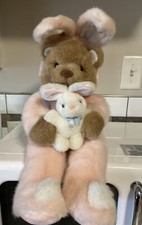 Vintage 1994 18  Plush Creations Teddy Bear Bunny Outfit W Baby Stuffed Animal