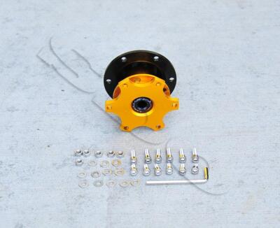 Gold 6 Bolt Pattern Steering Wheel's Snop Off Style Quick Release Adapter Kit