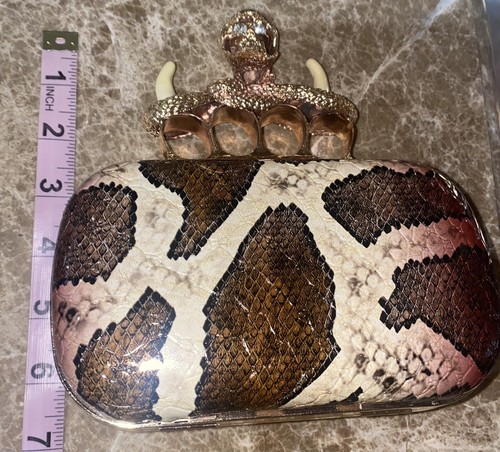 Totenkopf Knöchel Clutch Gold Schlange Hörner - Bild 6 von 8