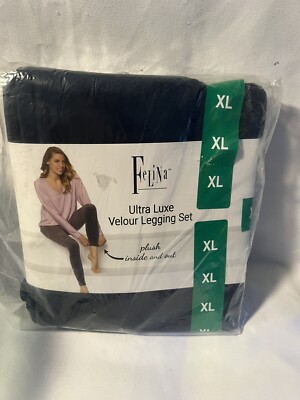 Felina Women's Ultra Luxe Velour Legging Lounge Set Navy Loungewear Size XL 02