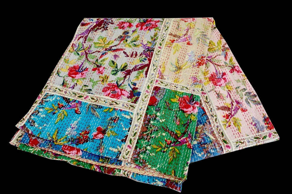 Handmade kantha quilt vintage Patchwork quilt cotton kantha bedding covers new - Image 2 of 4