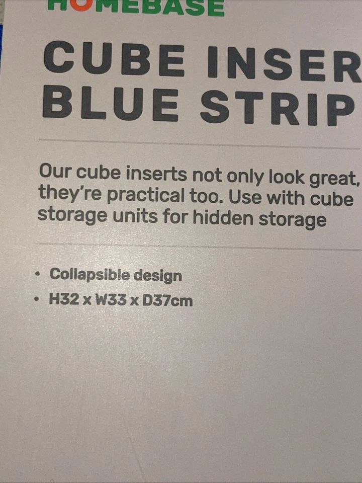 6 X Cube Storage Boxes. Collapsible Design. Blue Stripes H32XW33xD37cm BNWT New - Image 2 of 4