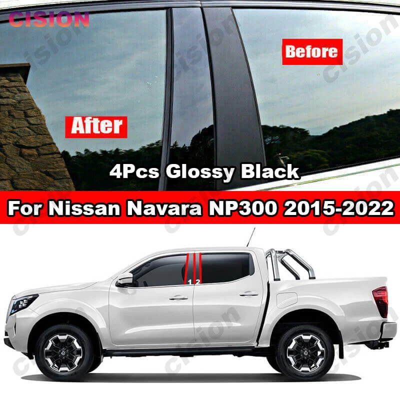 4 Uds. Cubierta de pilar embellecedor de poste de ventana para Nissan Navara NP3 np300 2015 4 Uds. Cubierta de pilar embellecedor de poste de ventana para Nissan Navara NP3