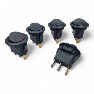 12V LED Wippe Schalter Licht rund schwarz EIN/AUS Schalter für Auto Van Armaturenbrett Boot