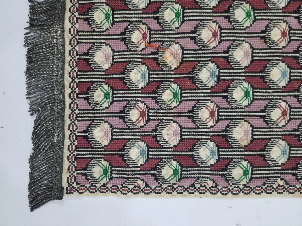 Vintage French Handmade Geometric Pattern Tablecloth 46x30cm - Image 2 of 4