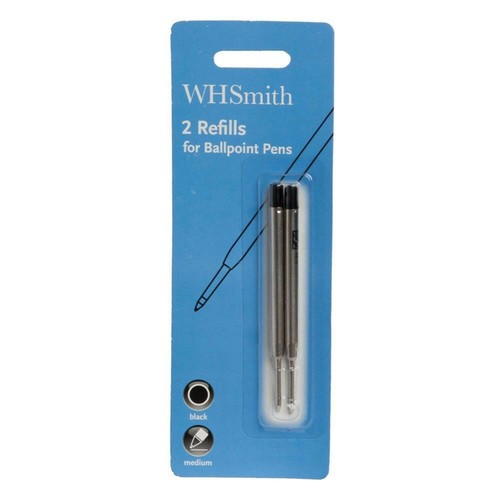 WHSmith Ballpoint Pen Refills Black Ink With Medium Nib Pack Of 2 eBay