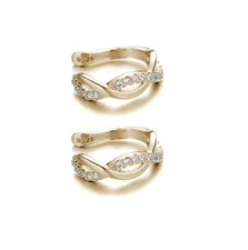 Women 925 Silver PlatedCross Wave  CZ Ear Cuff Earrings No Piercing Clip On AF