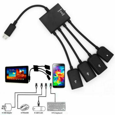 4 Port Micro USB Power Charging OTG Hub Cable For Android Tablet Smartphone 