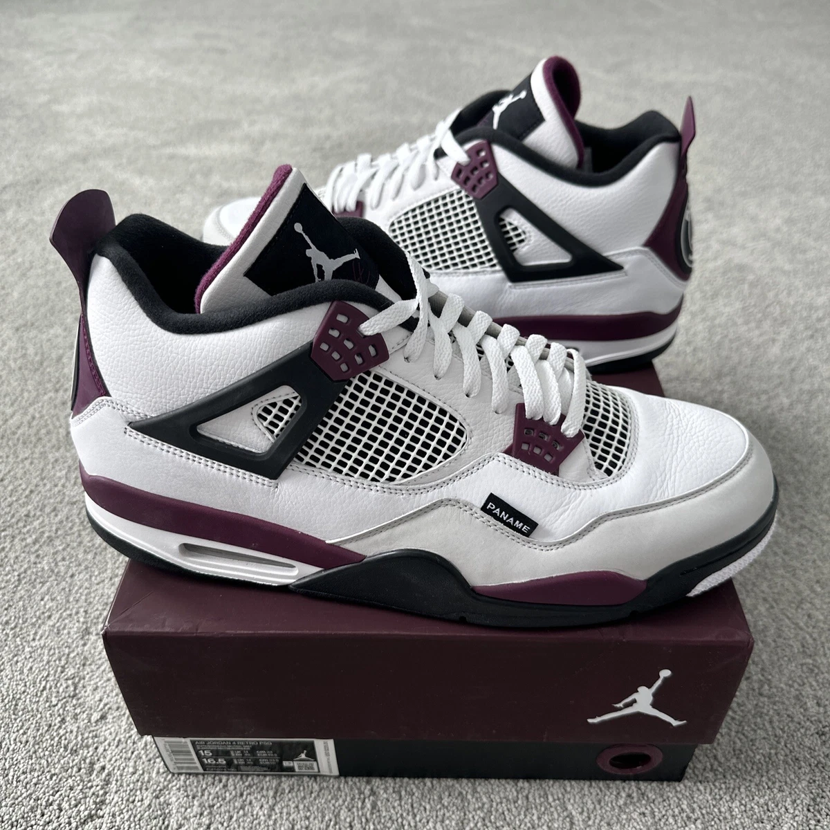 Nike Air Jordan Retro 4 IV PSG Paris Saint-Germain White Black Bordeaux Size 15