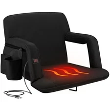 Alpcour Folding Stadium Seat 25’’ -  Extra Wide Heated Massage Bleacher Chair
