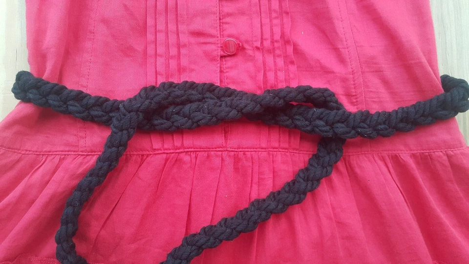 Cinturón y pulsera de cuerda trenzada negra, cintura alta retorcida envoltura faja de macramé para mujer Foto 3 de 4