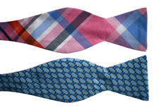 NEW BROOKS BROTHERS Multicolor 100 SILK 100 COTTON REVERSIBLE SELF-TIE Bow Tie