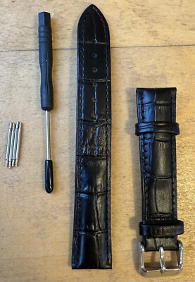 Genuine Black Leather watch Strap For Men s watches 18mm 