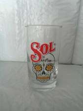 SOL - Flower Skull - Cerveza - Mexico - Small Beer Glass