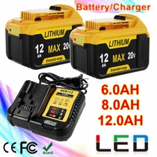20V For DeWalt 20 Volt Max 6.0/8.0/12 AH Lithium Ion Battery or Charger DCB206-2