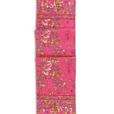 April Cornell Penny's Patio 100% Cotton Table Runner Bright Pink Rose Purple
