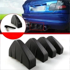 Universal 4 Shark Fins Wing Car Rear Bumper Lip Diffuser Splitter Spoiler Black