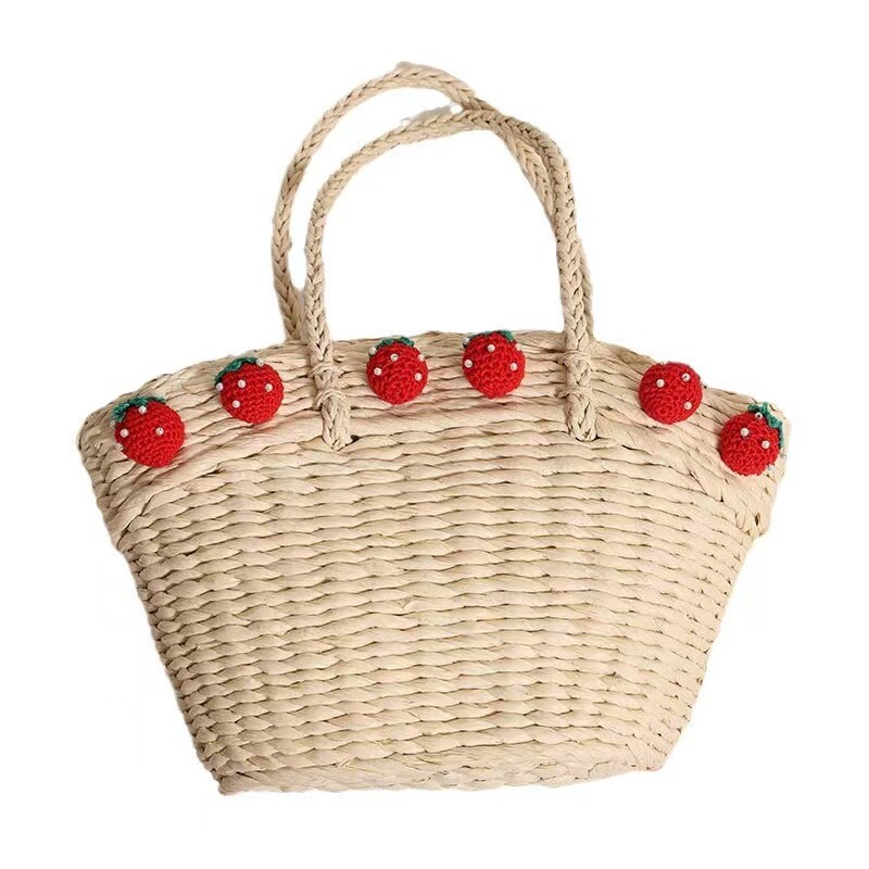Bolsos de playa de paja para mujer Bolso de mano tejido de verano Bolsos de hombro Playa Vacaciones