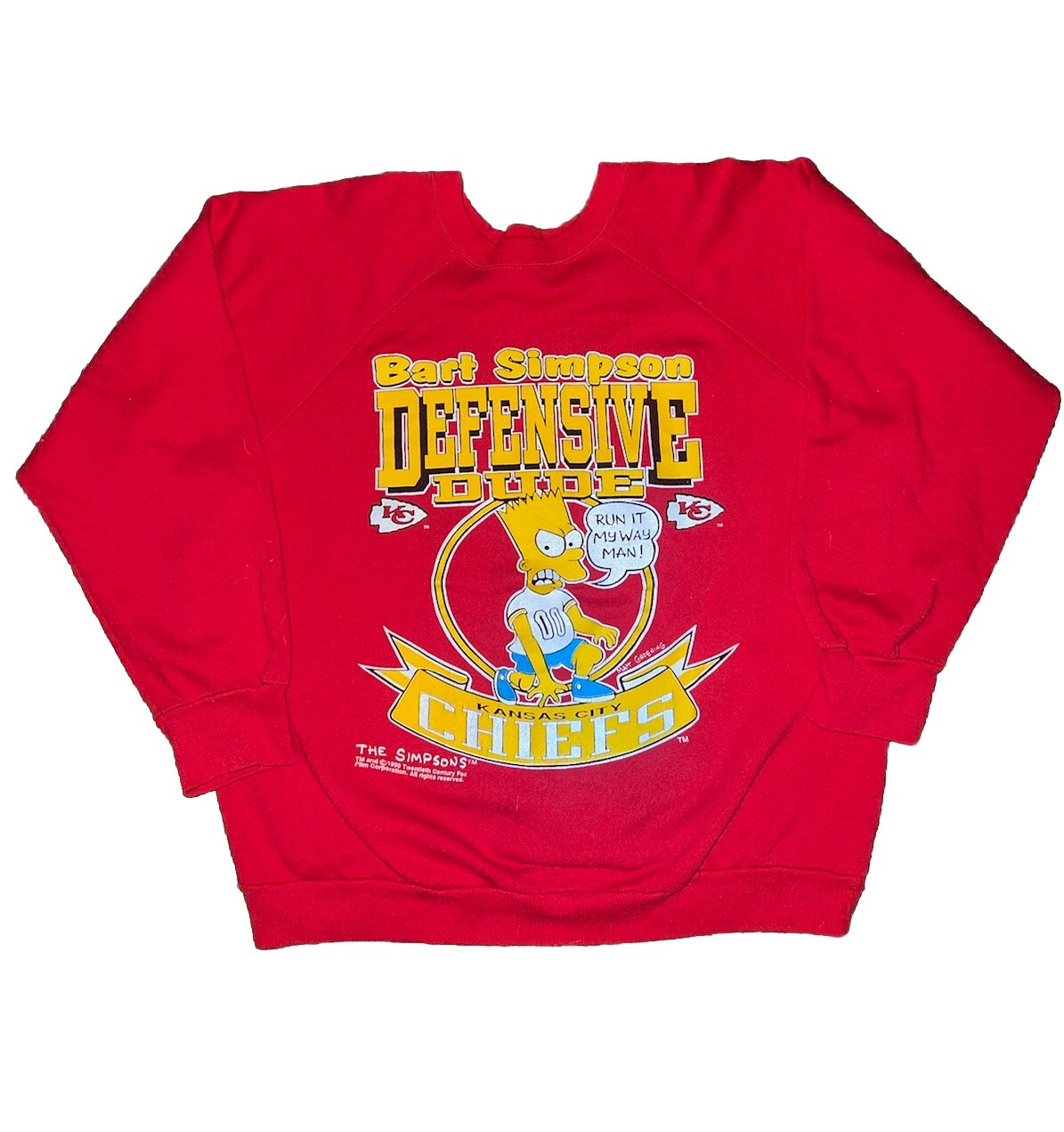 Vintage Kansas City Chiefs Bart Simpson Graphic Sweatshirt Size XL