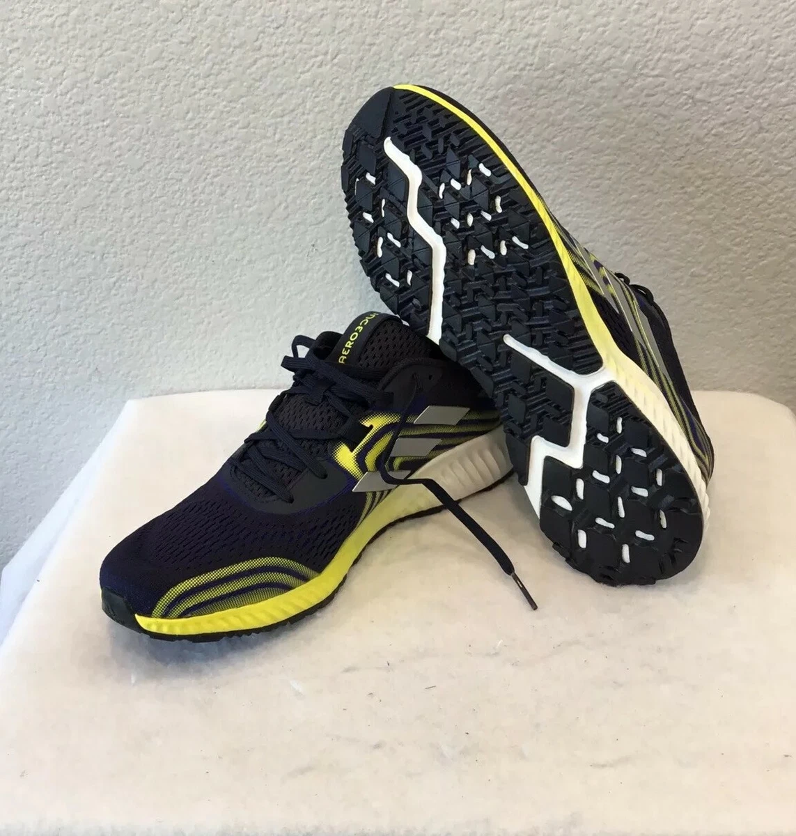 New Men s Adidas Aerobounce 2 Shoes Mystery Ink Silver Yellow Size