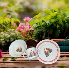 Vintage Porcelain Ceramic Japan Bears Kids Meal Set Signature Houseware