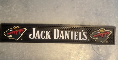 Jack Daniel's Rubber Bar Rail Spill Mat MN Wild Logo Black New