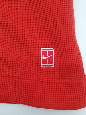 じゅん Nike Tennis dri fit Large Red sports Logo Men Polo Shirt .#42871