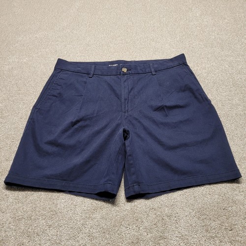 Old Navy Shorts Mens 36 Navy Blue Slim Pleated Chino Built In Flex - Picture 3 of 14