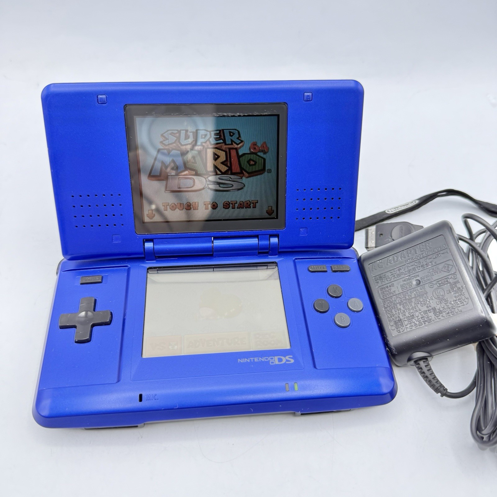 Original Nintendo DS (NTR-001) Blue Console w/ OEM Charger Tested Good Condition