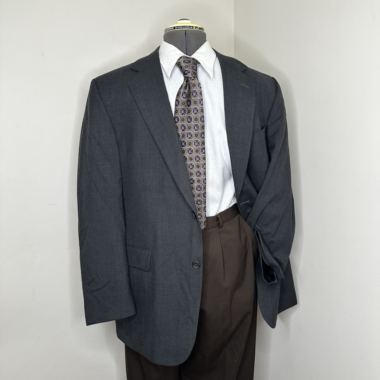 Stafford Mens 41R Blazer Sport Coat Suit Jacket Gray 2 Button Wool