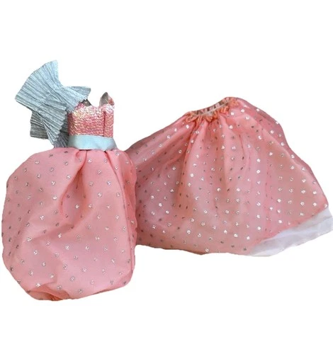 Vintage Barbie Dress 1989 Peach Pretty Outfit Pink Sparkle Mattel Clothes