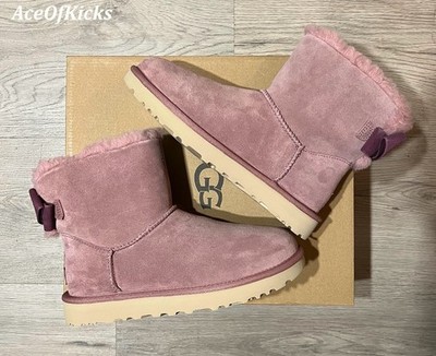 UGG Mini Bailey Suede Bow Boots Pink Dawn SZ 7 Women's 1153514