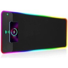 RGB Gaming Mouse Pad with Wireless Charging 15W, LED Mouse Mat 31.5  11.8 in...